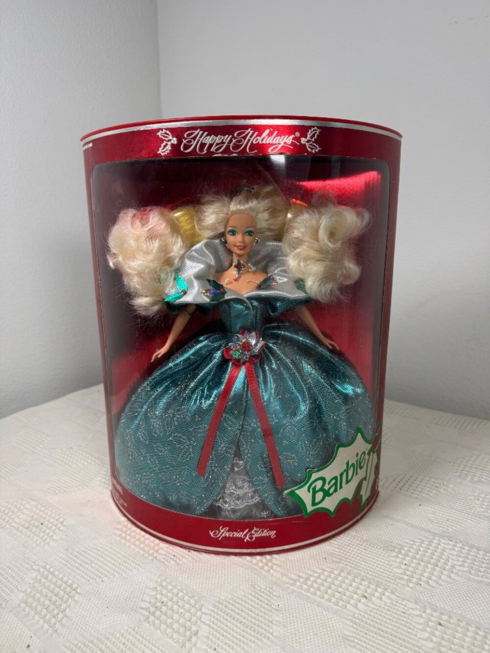 1995 Holiday Barbie Special Edition Doll Blue Dress Mattel 14123 Vintage NIB